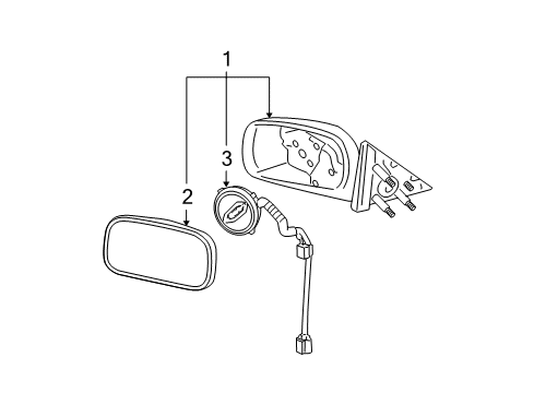 2009 Buick Lucerne Outside Mirrors Mirror Assembly Diagram for 20803163