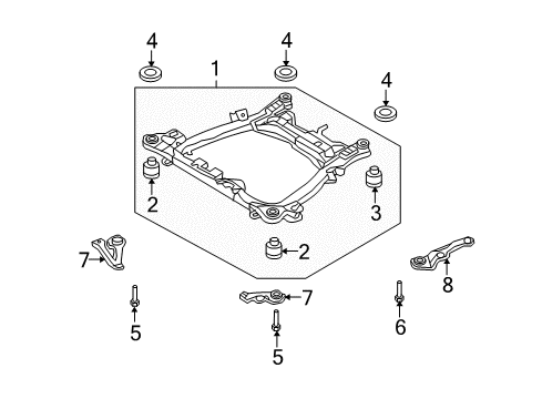 2010 Kia Sedona Suspension Mounting - Front Crossmember Complete Diagram for 62405-4D100