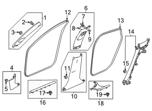 2022 Honda Civic Interior Trim - Pillars GARNISH, R- *NH900L* Diagram for 84105-T20-A21ZB