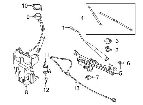 2019 BMW X2 Wiper & Washer Components Filler Pipe, Wash Container Diagram for 61667301629