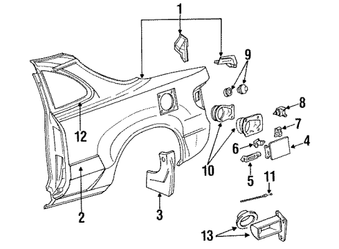 1992 Toyota Celica Quarter Panel & Components Moulding, Quarter, Outside LH Diagram for 75652-20410