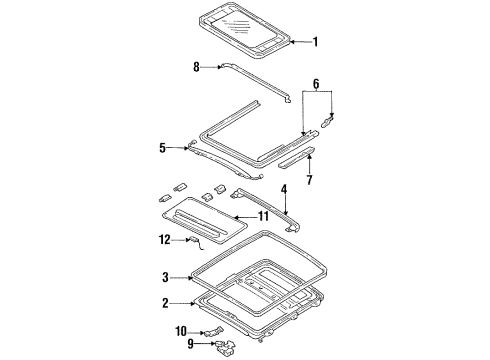 1989 Nissan Stanza Sunroof Seal-Frame Rubber Diagram for 91346-15E61