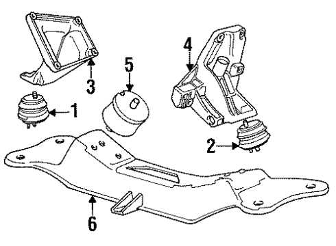 1994 BMW 530i Engine Mounting Cross Member Diagram for 24701140040