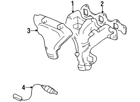 1999 Chevrolet Metro Exhaust Manifold Shield, Exhaust Manifold Heat Diagram for 91171191