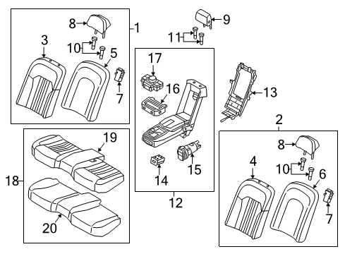 2017 Genesis G90 Rear Seat Components Frame Assembly-Arm Rest Diagram for 89911-D2000