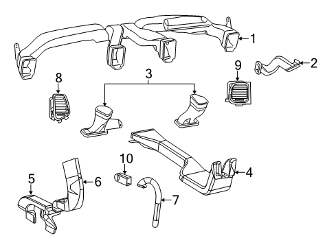 2020 Dodge Durango Ducts Outlet-Air Conditioning & Heater Diagram for 1UQ86SZ7AD