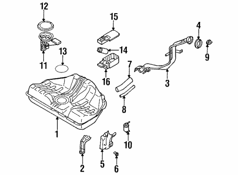 1997 Nissan 200SX Fuel Supply Filler Tube Diagram for 17221-4B002