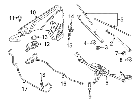 2019 BMW X7 Wiper & Washer Components Windshield Cleaning Containe Diagram for 61667932311
