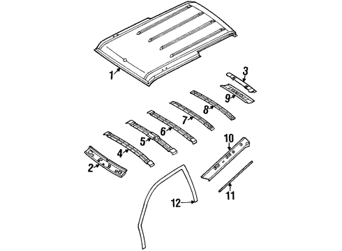 2002 Isuzu Rodeo Roof & Components Closing, R. Roof Side Diagram for 8-97124-288-3