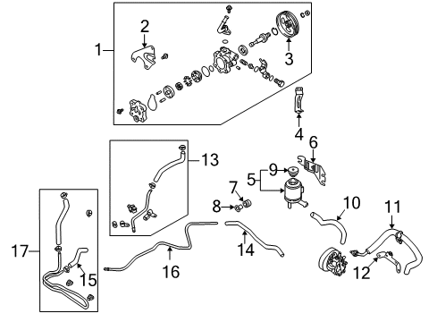 2006 Nissan Altima P/S Pump & Hoses, Steering Gear & Linkage Bracket-Tube Diagram for 49730-8J102