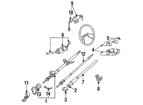 1989 Nissan Sentra Switches Shaft Steering Column Upper Diagram for 48820-73A05