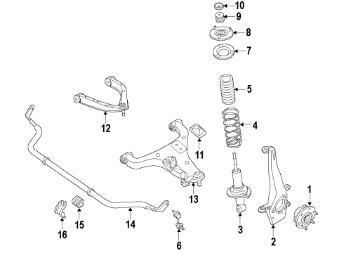 2016 Infiniti QX80 Suspension Components, Lower Control Arm, Upper Control Arm, Stabilizer Bar Front Spring Diagram for 54010-1LD4D