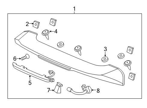 2021 Honda Pilot Rear Spoiler Tube Assy., Tailgate Diagram for 76864-TG7-A01