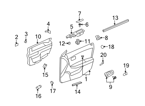 2007 Saturn Aura Front Door Inner Seal Diagram for 20897272