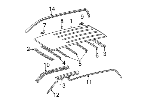 2005 Toyota Sequoia Roof & Components Roof Panel Diagram for 63111-0C030