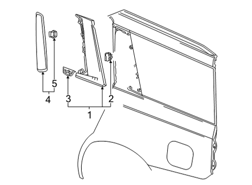 2021 Cadillac Escalade Exterior Trim - Quarter Panel Front Molding Diagram for 85002014