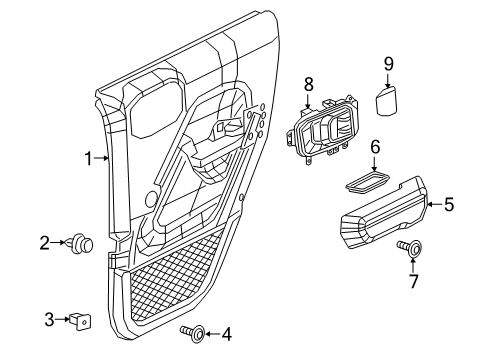 2022 Jeep Gladiator Interior Trim - Rear Door Mat-Pull Cup Diagram for 68400342AB