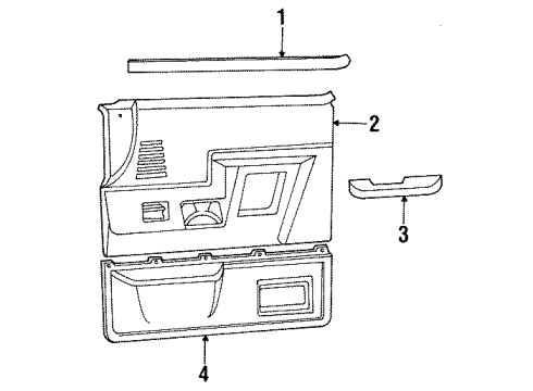 1991 Ford F-350 Interior Trim - Front Door Armrest Diagram for E9TZ-1524101-A1A