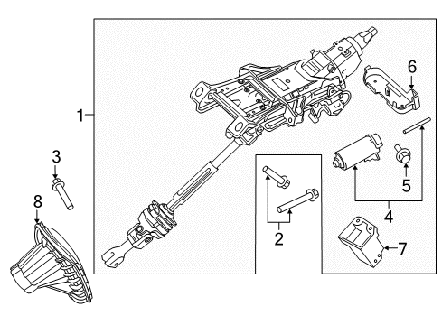 2016 Lincoln MKX Steering Column & Wheel, Steering Gear & Linkage Column Assembly Diagram for F2GZ-3C529-AE