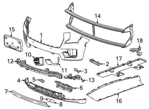 2022 GMC Yukon Bumper & Components - Front Impact Bar Diagram for 84796459