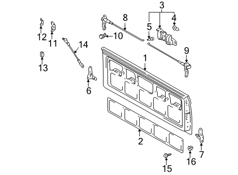 2000 Toyota Tacoma Tail Gate Lock Assembly Diagram for 65780-YY010