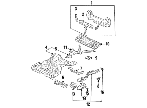 1994 Honda Prelude Rear Body Panel Set, RR. Floor Diagram for 04655-SS0-A02ZZ