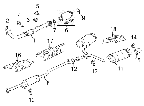 2014 Honda Accord Exhaust Components Muffler, Exhuast Diagram for 18307-T3V-A03