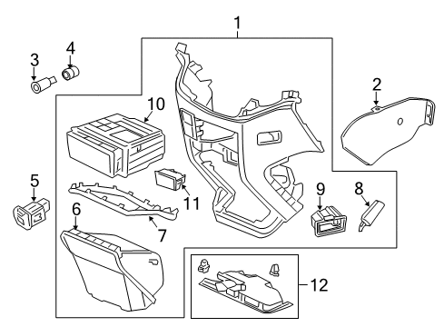 2016 Honda Odyssey Front Console Tray Assy. *NH167L* Diagram for 77230-TK8-A01ZD