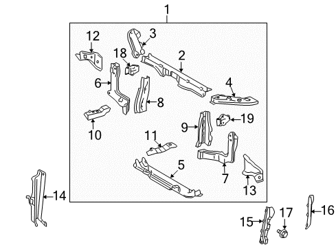 2006 Toyota Highlander Radiator Support Support Diagram for 52116-48020