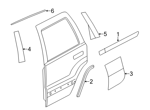 2012 Jeep Grand Cherokee Exterior Trim - Rear Door Molding-Wheel Flare Diagram for 1MP36RXFAE