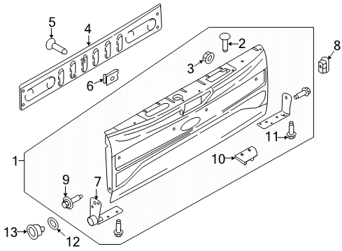 2021 Ford F-350 Super Duty Tail Gate Insert Diagram for FL3Z-99430B23-A