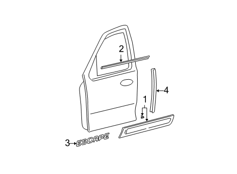 2003 Ford Escape Exterior Trim - Front Door Body Side Molding Diagram for 5L8Z-7820878-AAPTM