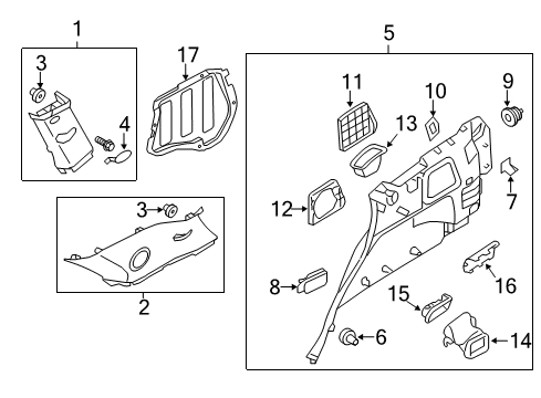 2015 Kia Sorento Interior Trim - Quarter Panels Luggage Cup Holder, Right Diagram for 857432P200UP