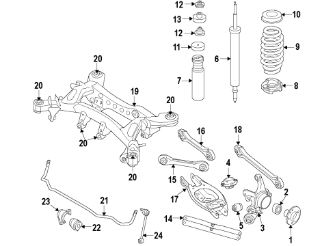 2009 BMW 135i Rear Suspension Components, Rear Axle, Lower Control Arm, Upper Control Arm, Stabilizer Bar Drive Flange Hub Diagram for 33416771082