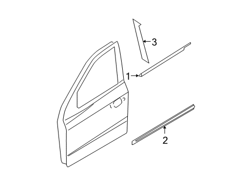 2009 Hyundai Santa Fe Exterior Trim - Front Door Weatherstrip-Front Door Belt Outside, LH Diagram for 82210-2B000