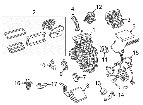 2017 Jeep Compass HVAC Case Housing-Distribution Diagram for 68018095AA