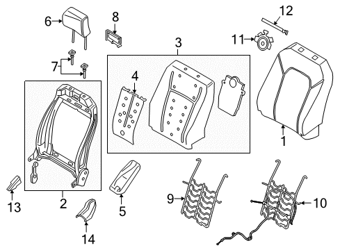 2019 Ford Expedition Front Seat Components Seat Back Pad Diagram for JL1Z-7864810-A