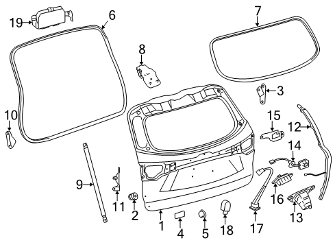 2018 Toyota Highlander Lift Gate Seal, Door Dust Proof Diagram for 67837-0E010