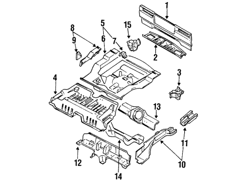 1987 Nissan Sentra Rear Body, Rear Floor & Rails Member-Cross Rear Diagram for 75610-64A00