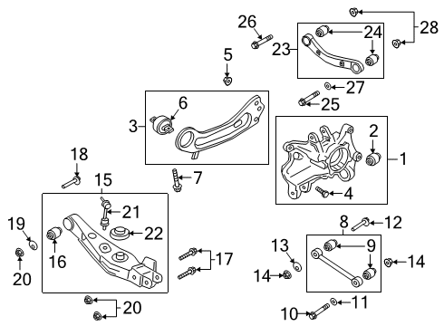 2021 Hyundai Santa Fe Rear Suspension Components, Lower Control Arm, Upper Control Arm, Stabilizer Bar Arm Assembly-RR Trailing Arm, LH Diagram for 55270-S2AA0