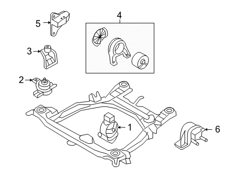 2012 Hyundai Santa Fe Engine & Trans Mounting Support Engine Mounting Bracket Diagram for 21825-2P000