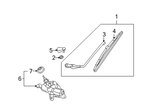 2004 Kia Rio Wiper & Washer Components Rear Windshield Wiper Arm Diagram for 0K34A67421