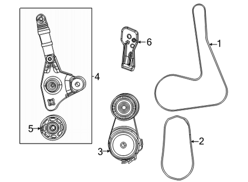 2022 Jeep Wagoneer Belts & Pulleys Bracket-Mounting Diagram for 5281515AB