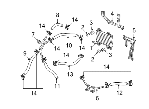 2010 Acura RDX Oil Cooler Hose (305MM) (ATf) Diagram for 25214-RWC-007