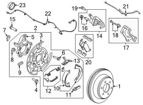 2018 Ford F-150 Brake Components Front Pads Diagram for 8L3Z-2V001-B