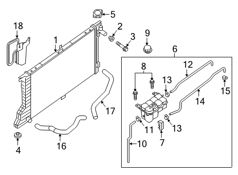 2020 Nissan Titan XD Radiator & Components Bolt Diagram for 01125-N1061