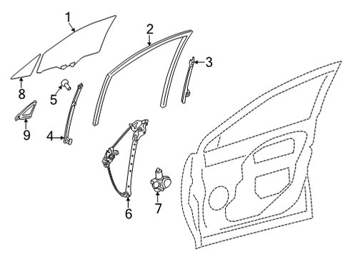 2022 Toyota Corolla Cross Front Door Glass & Hardware Weatherstrip Diagram for 68216-0A040