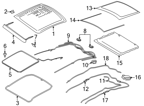 2020 Lincoln MKZ Sunroof Rear Weatherstrip Diagram for DP5Z-5451884-B