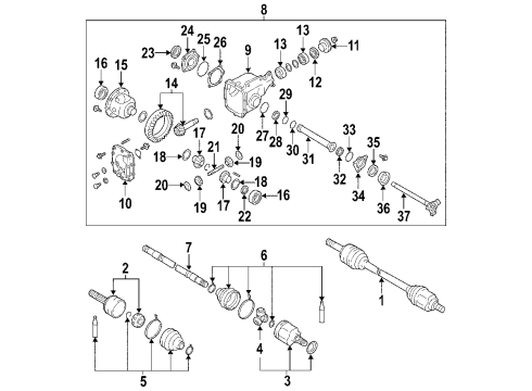 2004 Infiniti FX35 Front Axle, Axle Shafts & Joints, Differential, Drive Axles, Propeller Shaft Case-Differential Diagram for 38421-AR000