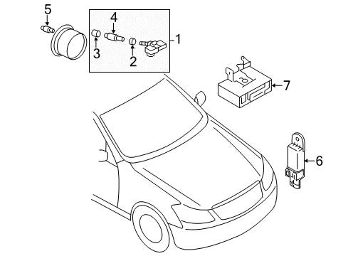 2014 Infiniti Q70 Tire Pressure Monitoring Cap-Tire Pressure Diagram for 40703-JK00B